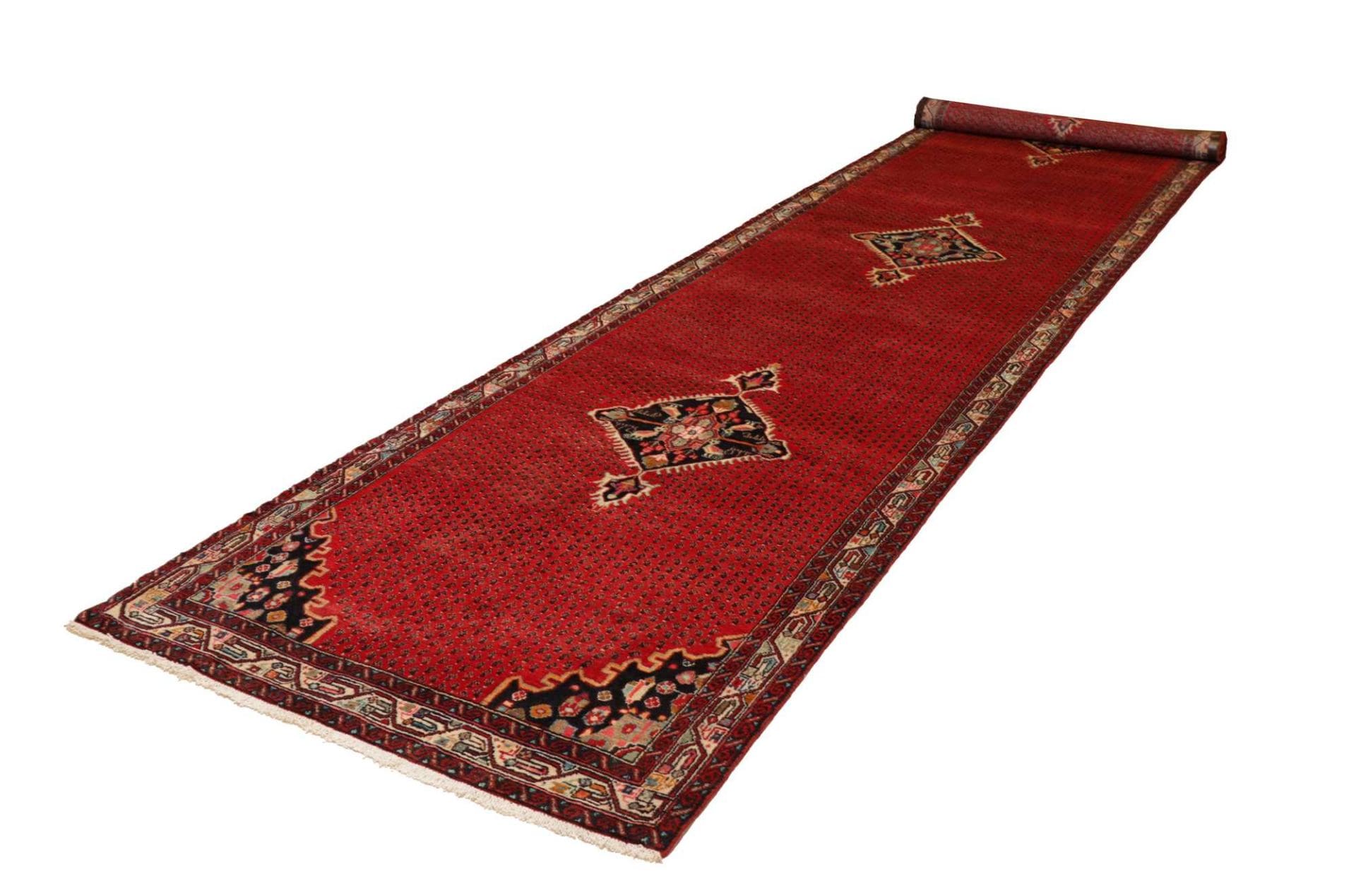 Hamadan Teppich 133 x 500 cm, Herati Muster, handgeknüpft, Perserteppich
