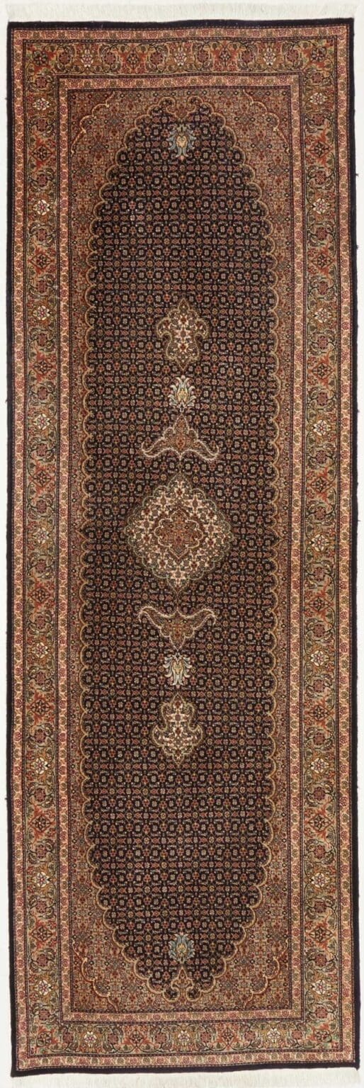 Täbriz Mahi Teppich 88 x 252 cm, hochwertige Schurwolle, handgeknüpft