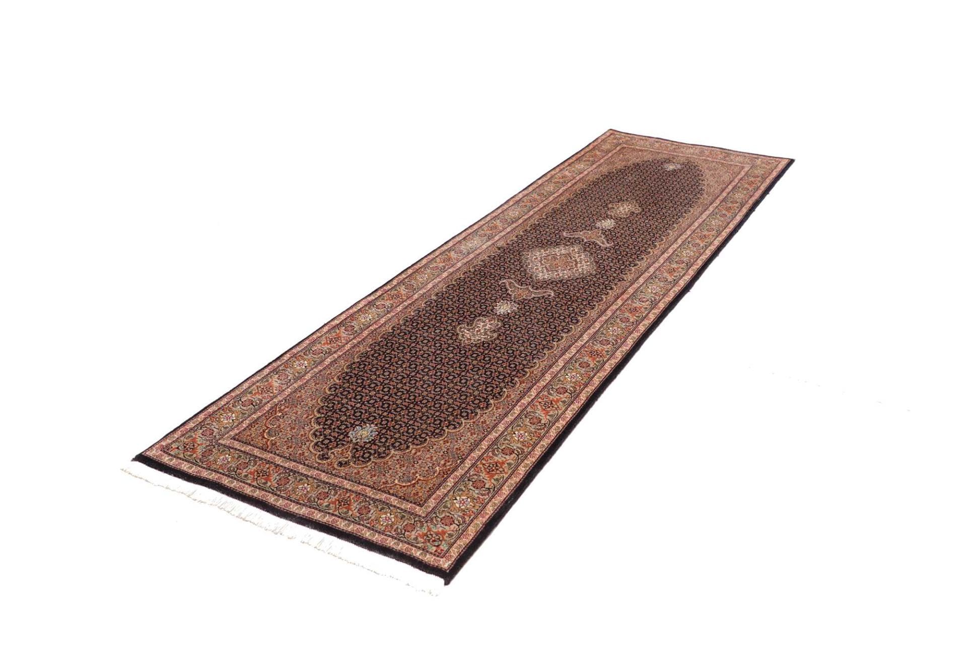 Täbriz Mahi Teppich 88 x 252 cm, hochwertige Schurwolle, handgeknüpft