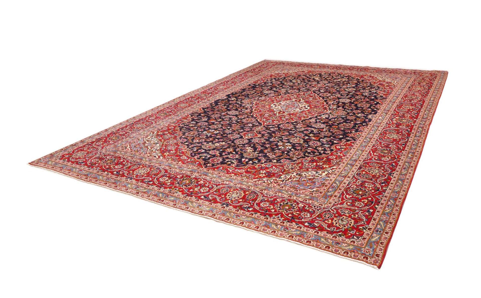 Kashan Teppich 301 x 400cm, florales Muster, handgeknüpft, Perserteppich