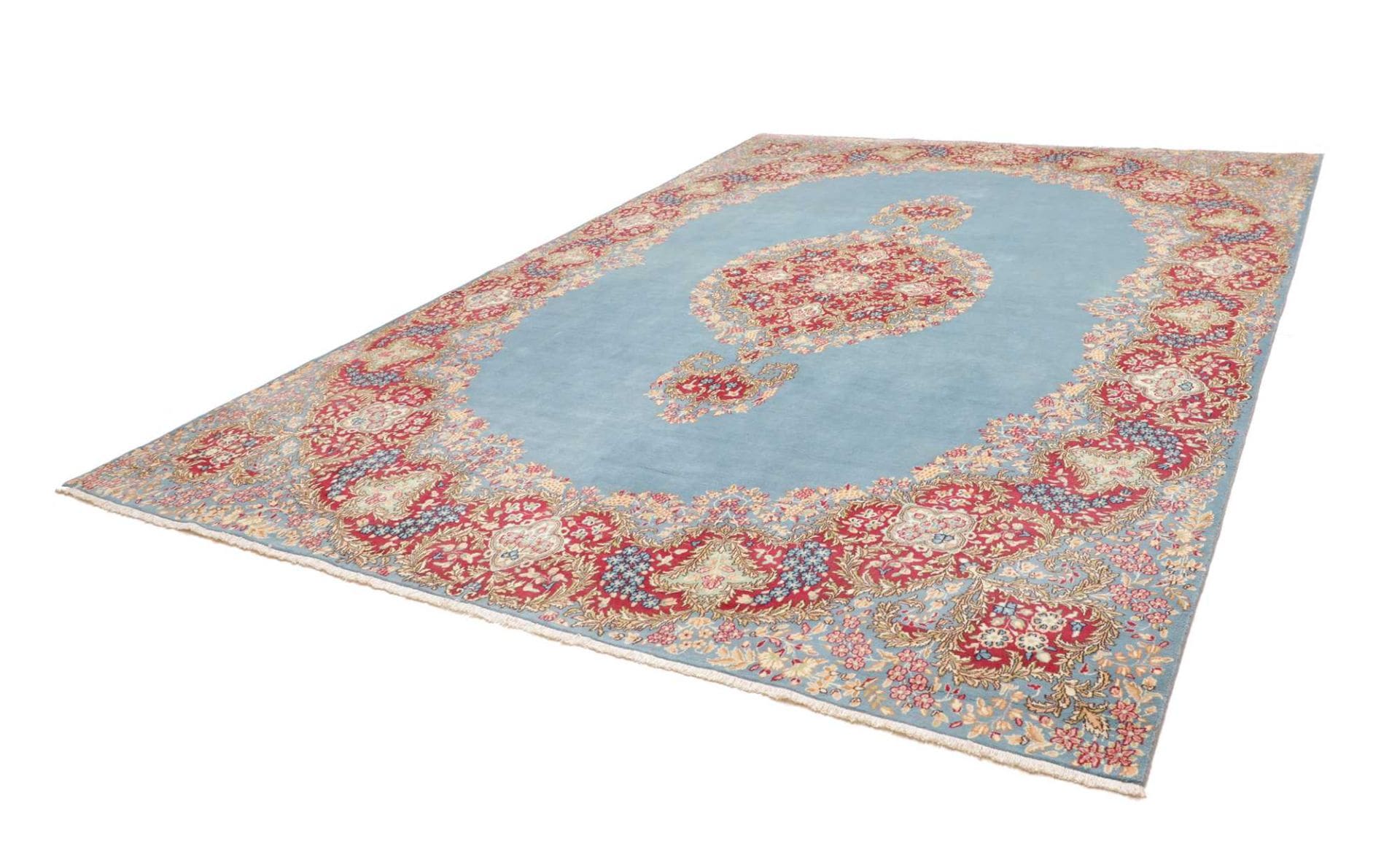 Kirman Teppich 283 x 385cm, florale Muster, handgeknüpft, Perserteppich H1