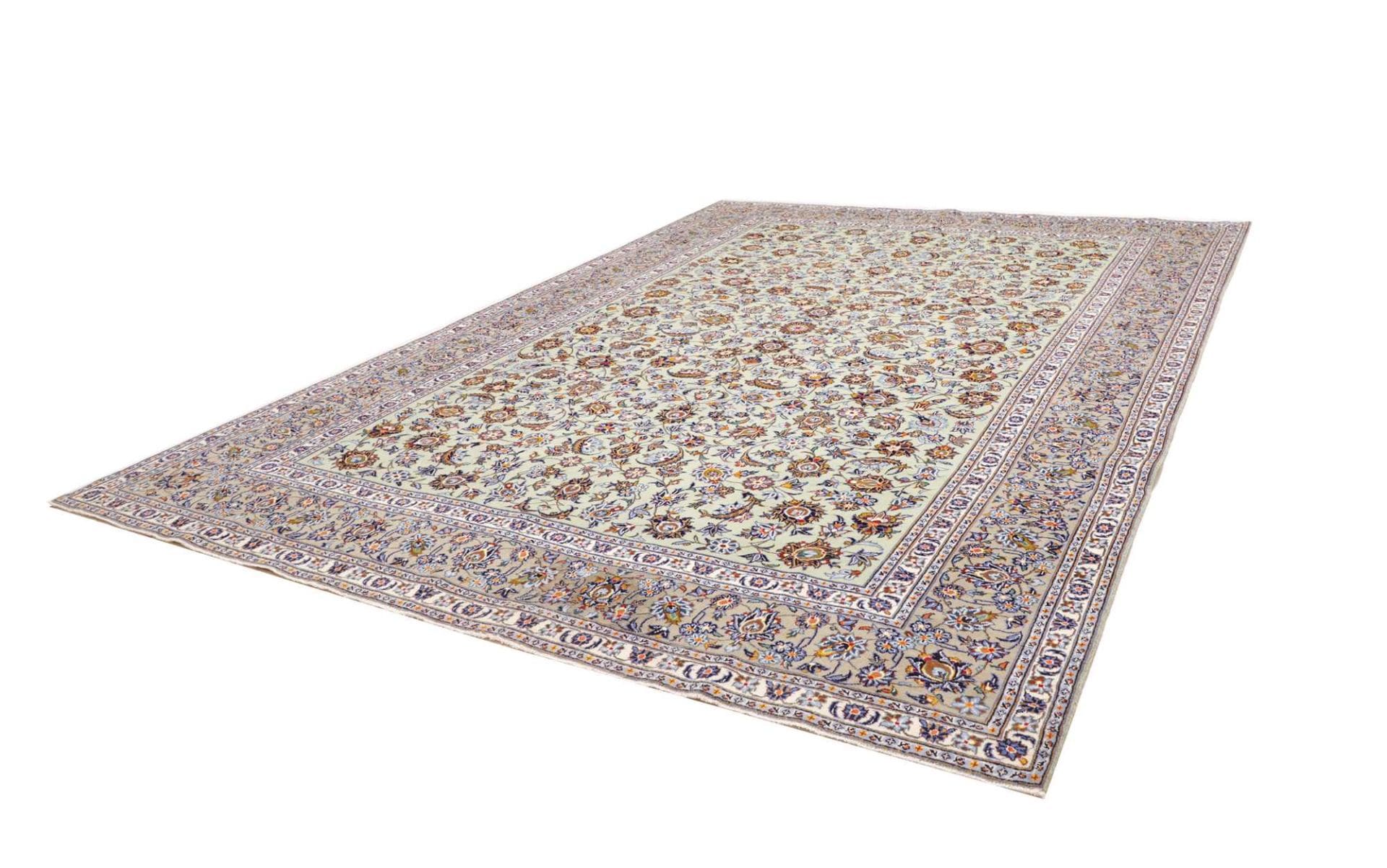 Kashan Teppich 298 x 403 cm, Schurwolle, florale Muster, handgeknüpft, Perserteppich