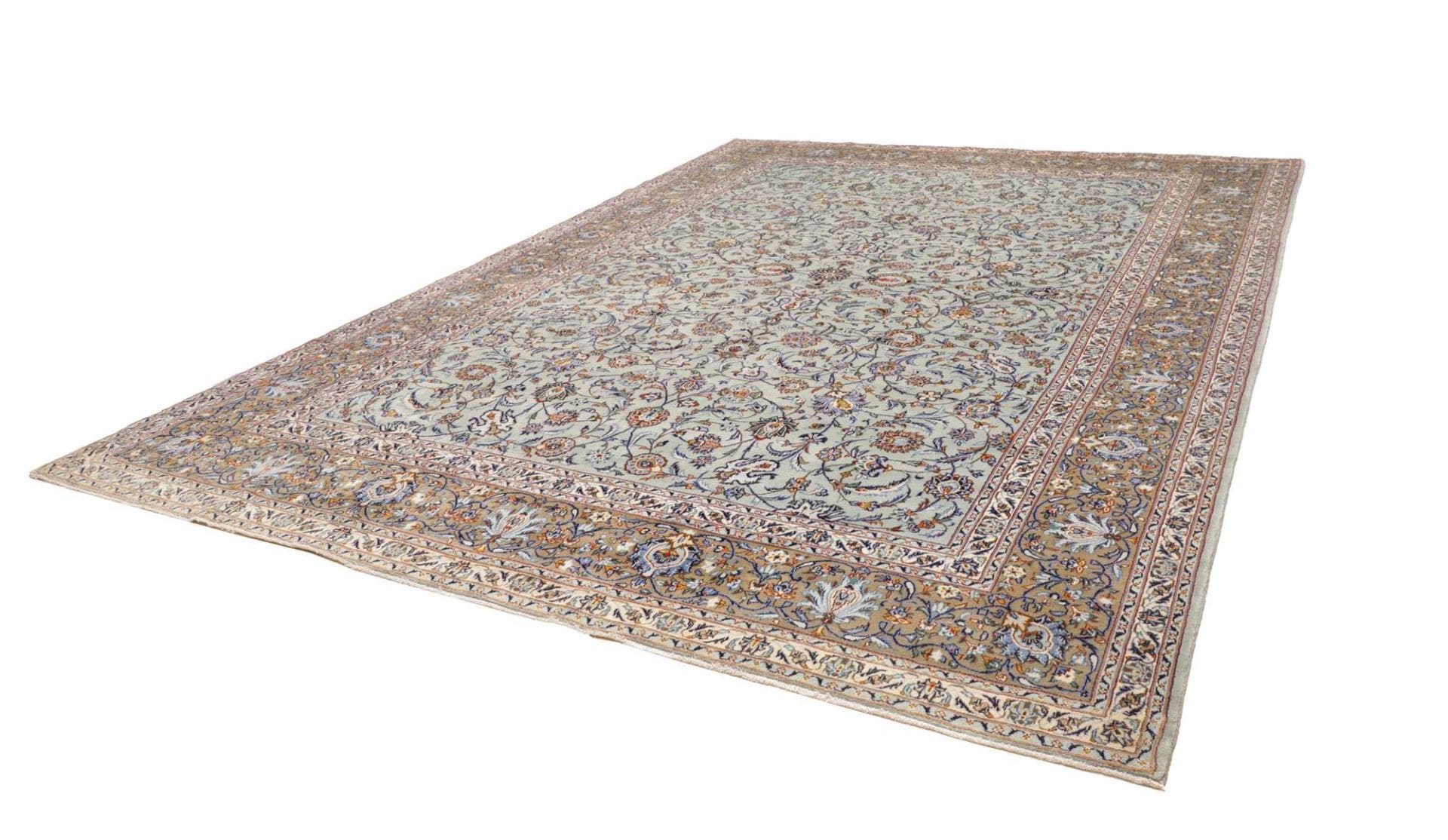 Kashan Teppich 306 x 410cm, florale Muster, handgeknüpft, Perserteppich