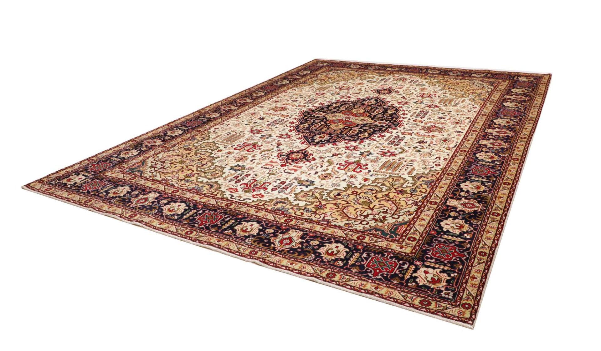 Täbriz Teppich 304 x 397cm, Schurwolle, florale Muster, handgeknüpft