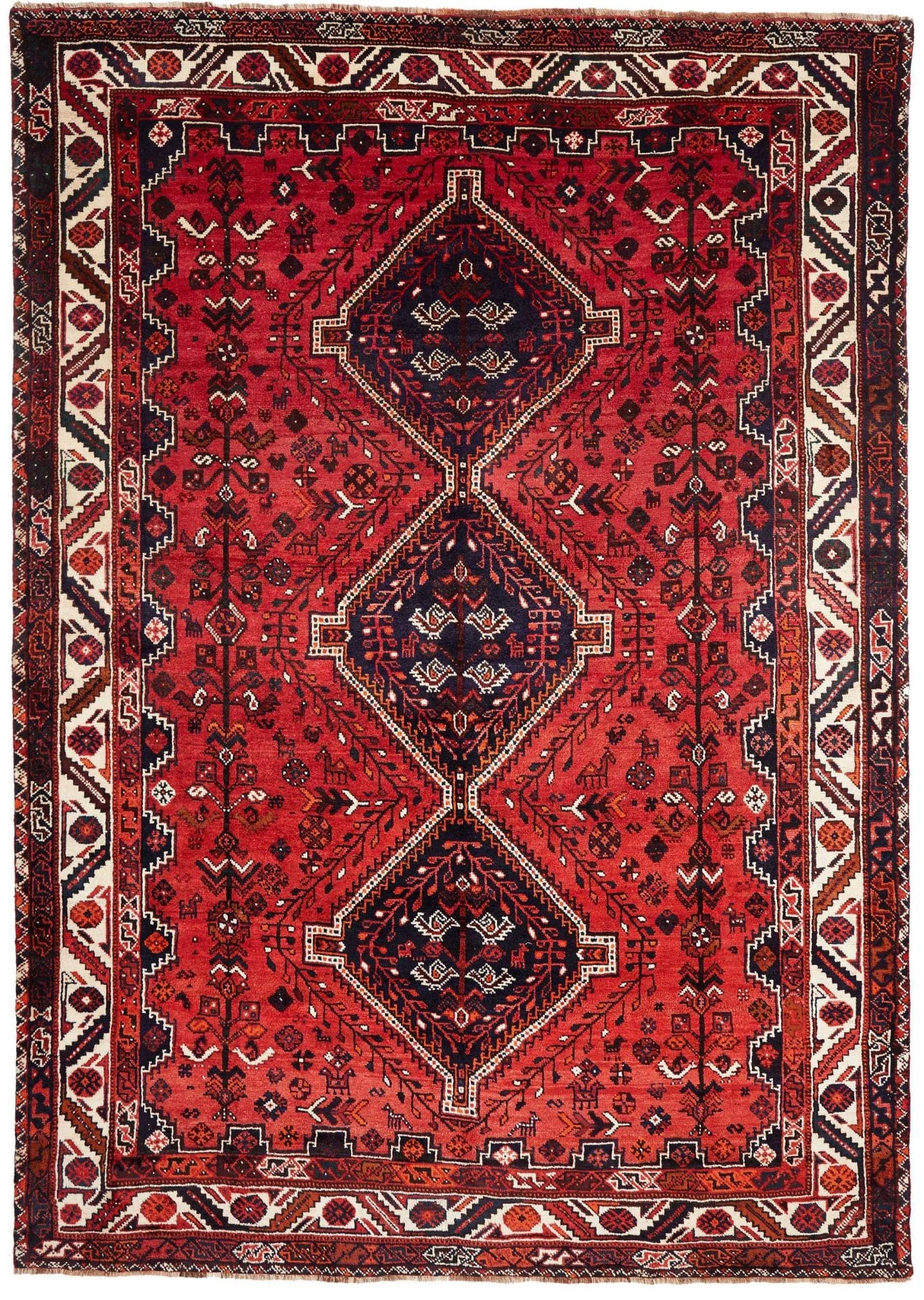 Shiraz Teppich 228 x 318cm, Wolle, geometrisches Muster, handgeknüpft