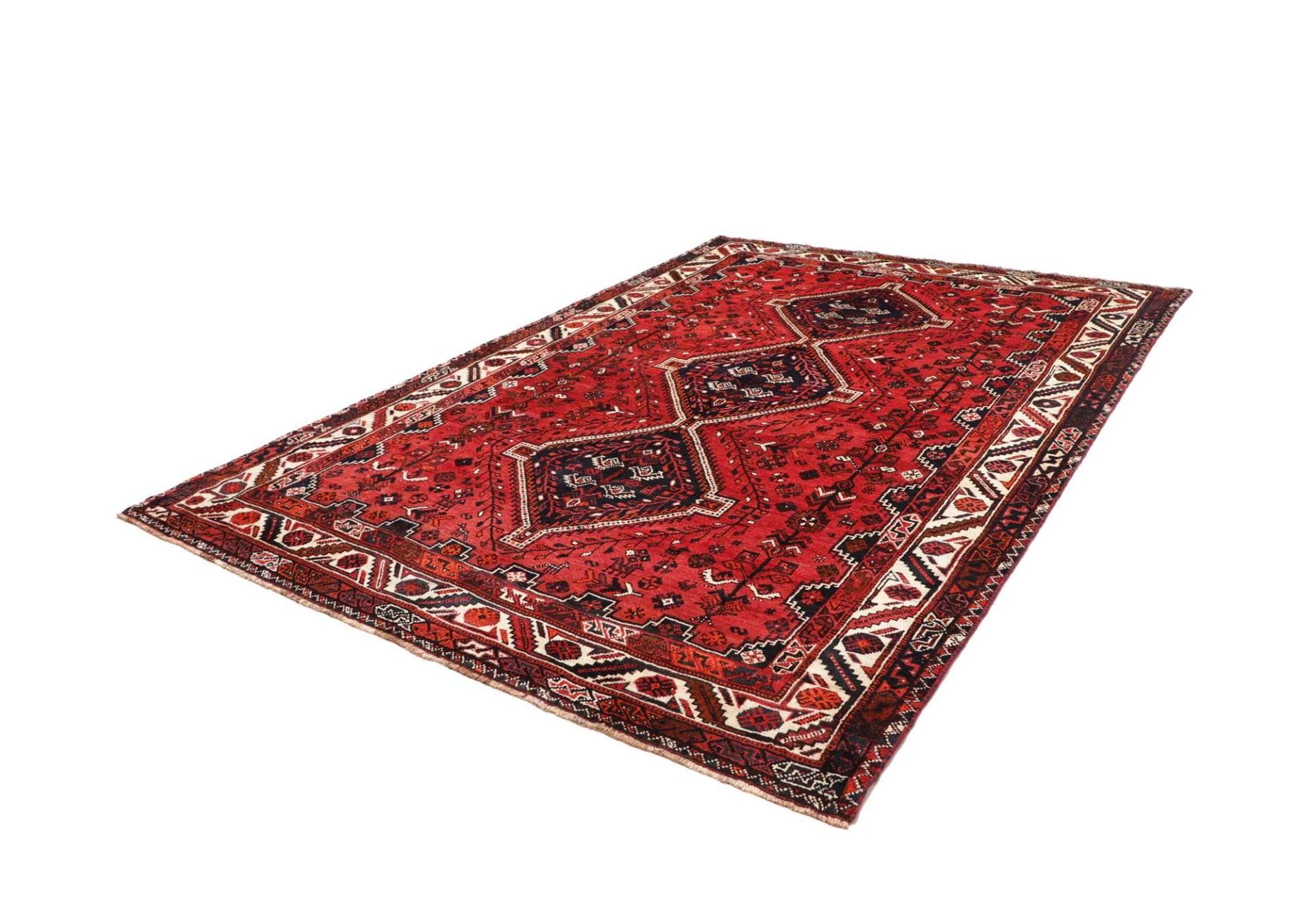 Shiraz Teppich 228 x 318cm, Wolle, geometrisches Muster, handgeknüpft