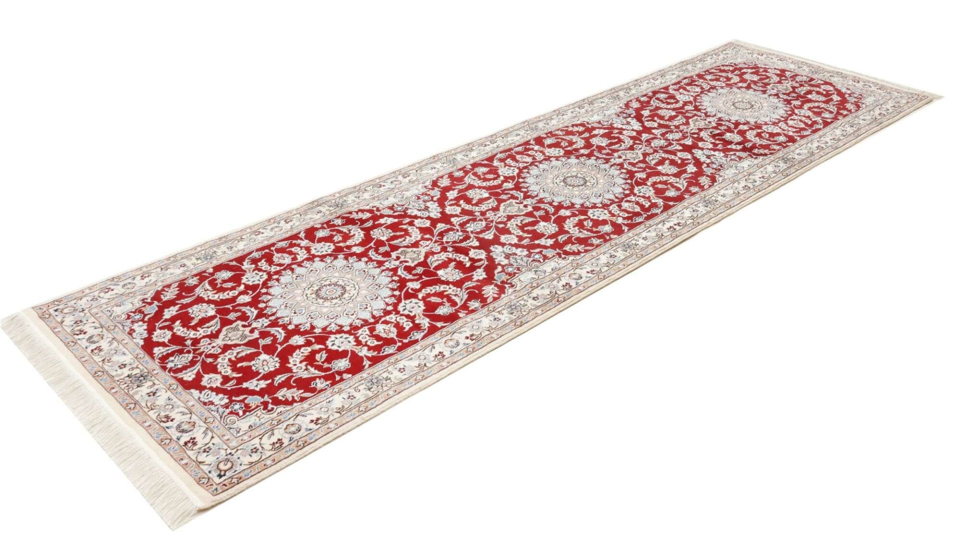 Nain Teppich 93 x 309 cm, florales Muster, handgeknüpft, Perserteppich