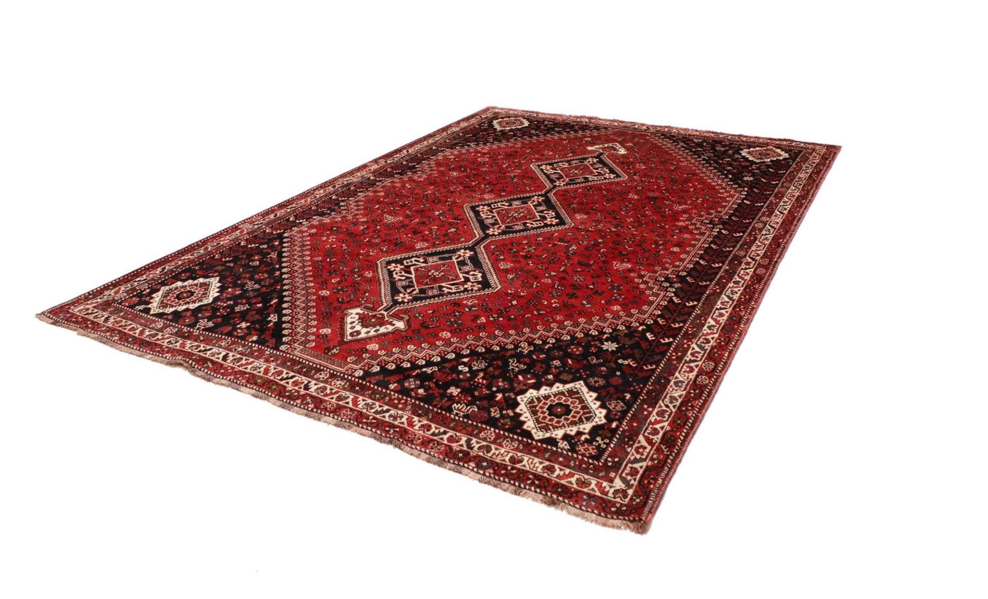 Shiraz Teppich 233 x 323 cm, Wolle, geometrisches Muster, handgeknüpft