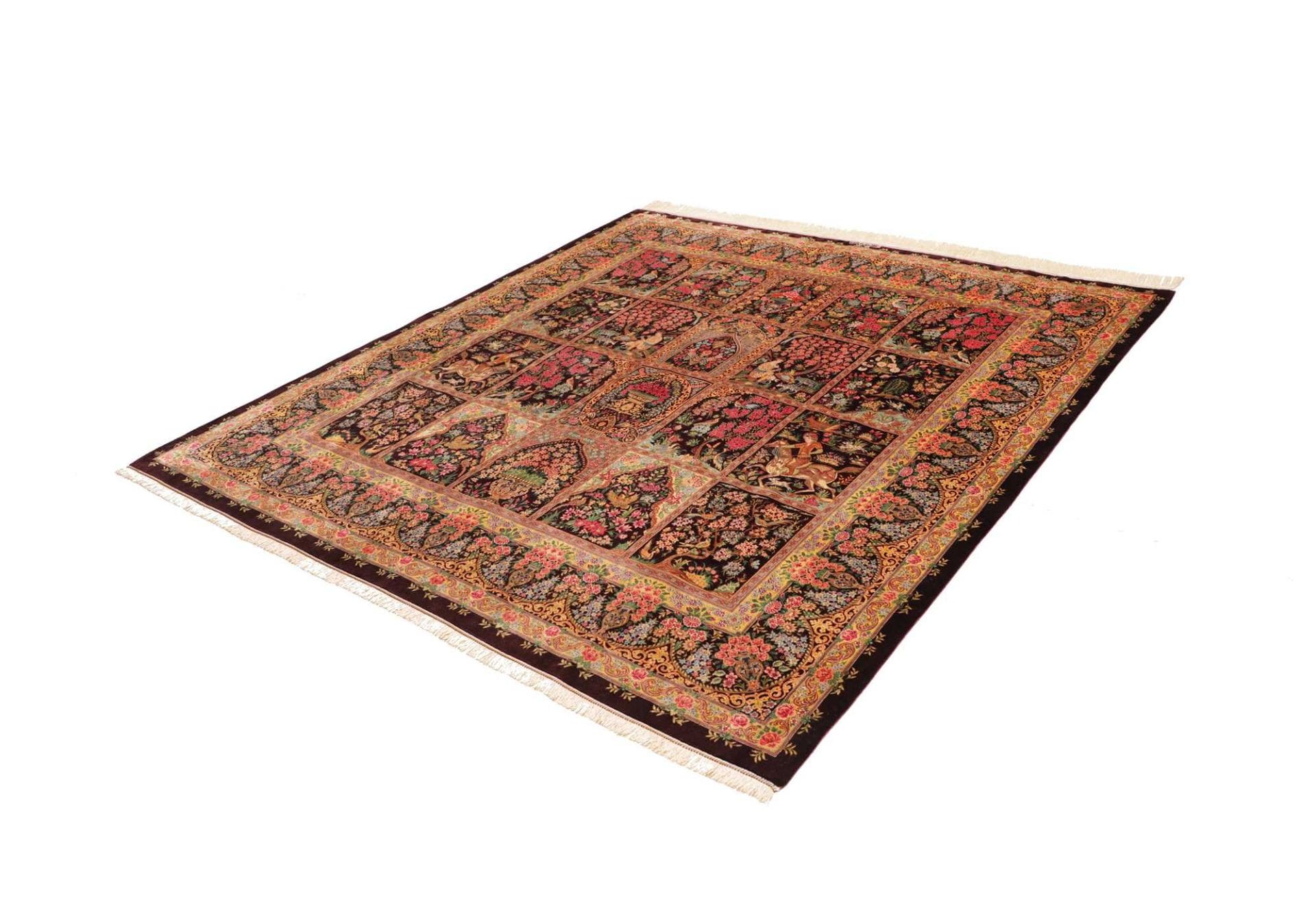 Edler Ghom Teppich 200 x 207cm aus Seide, handgeknüpft, Perserteppich