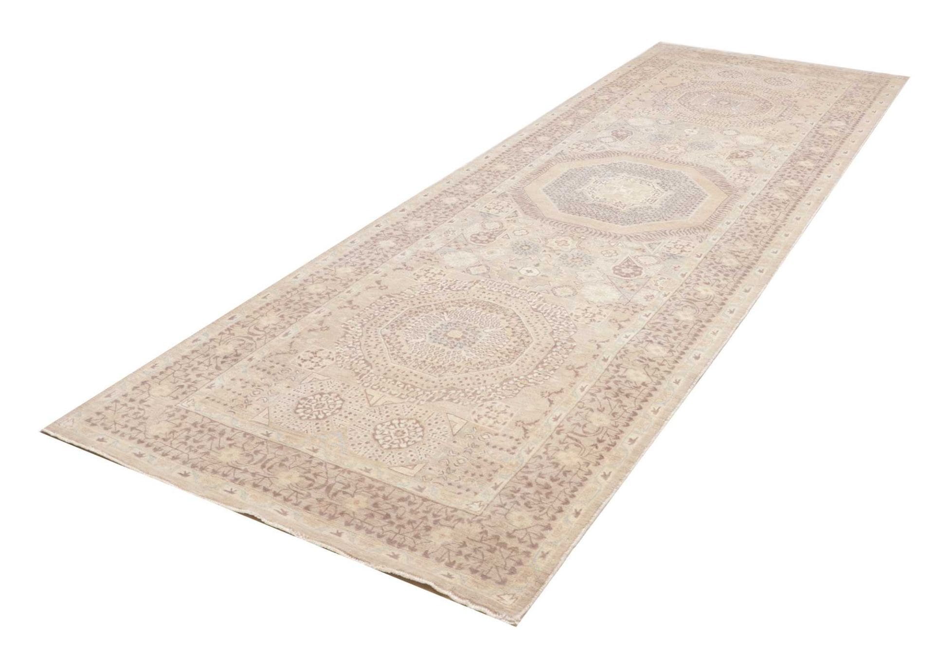 Mamluk Orientteppich 123 x 346cm, Seide, handgeknüpft