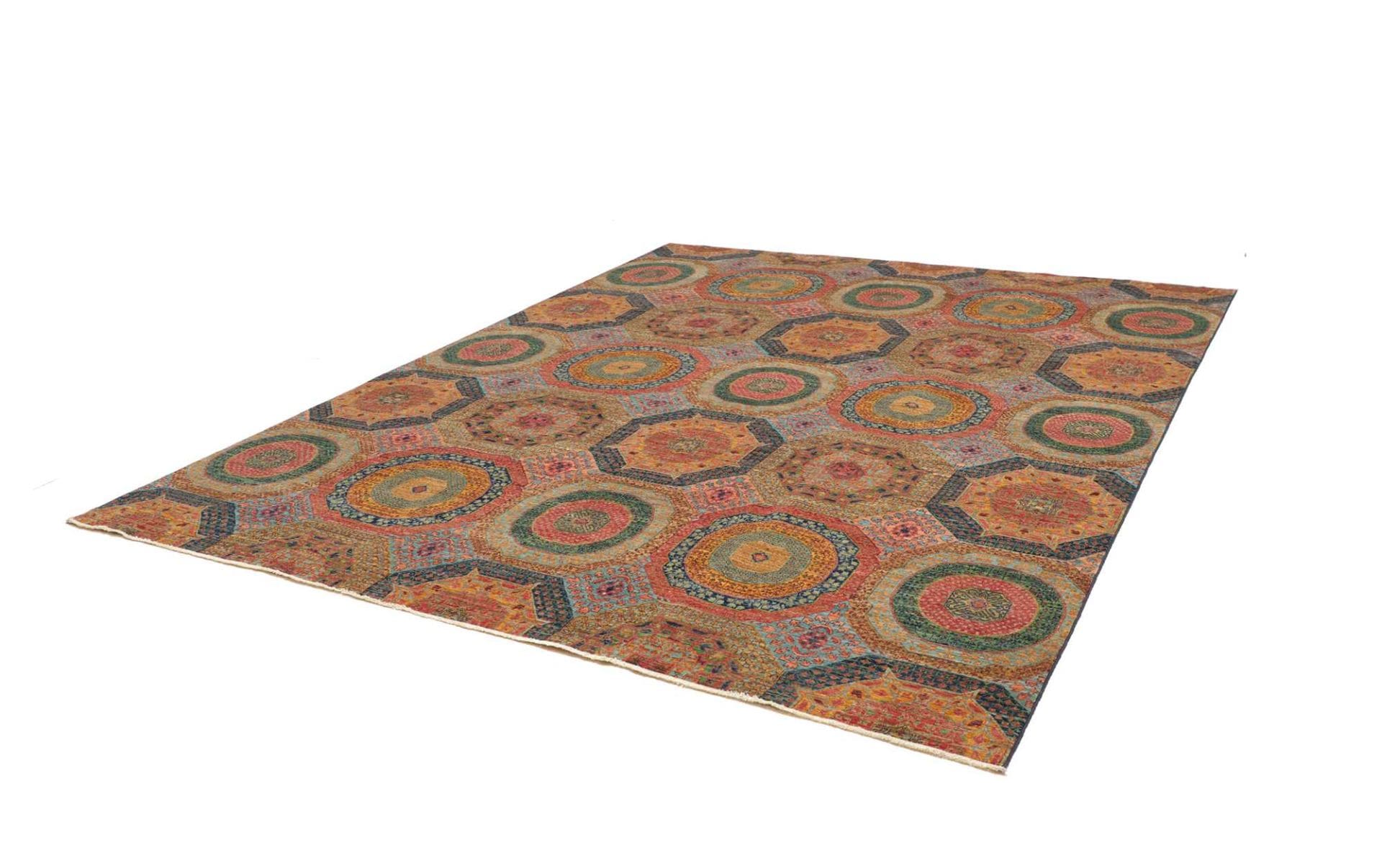 Mamluk Orientteppich 252 x 304 cm aus Schurwolle, handgeknüpft