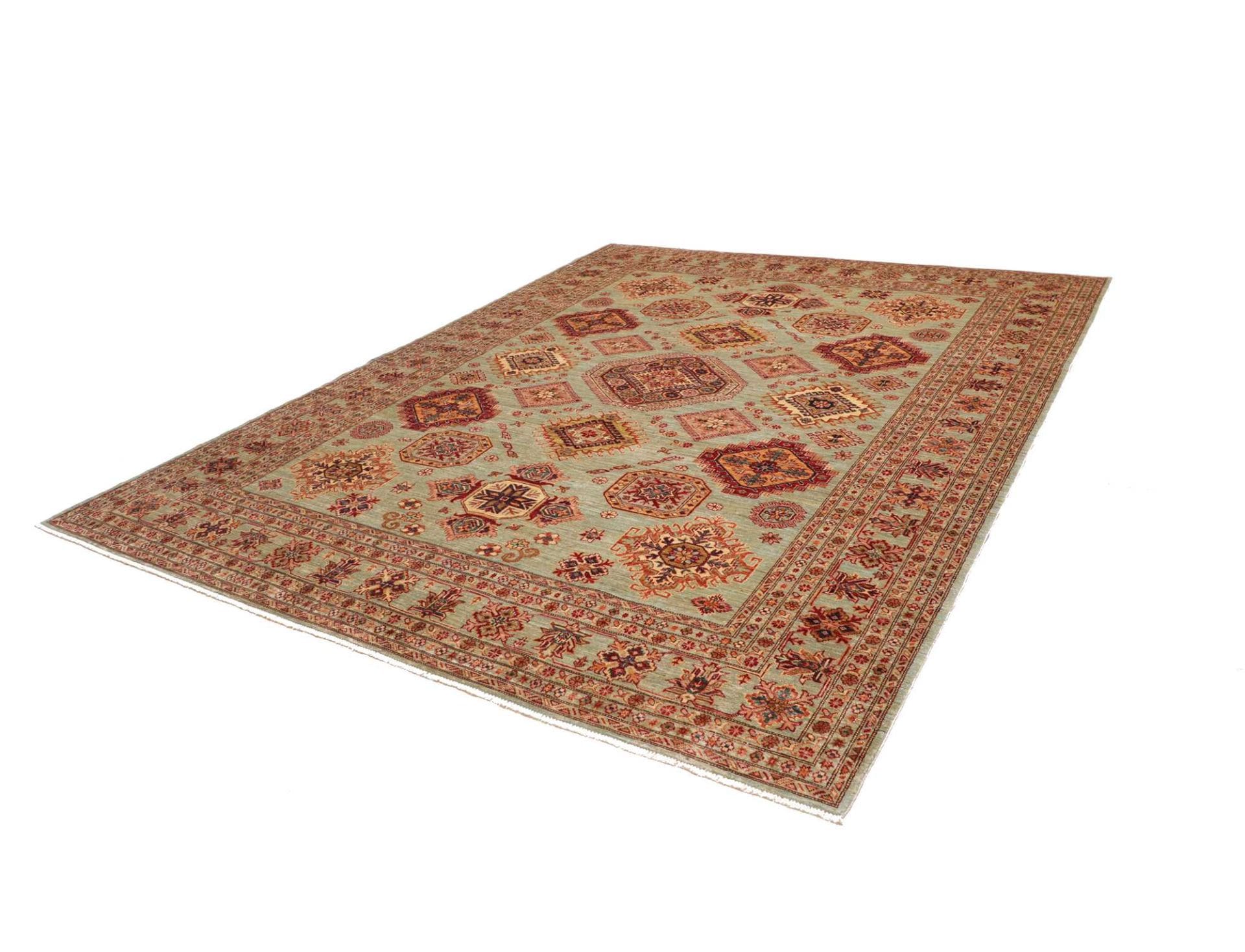 Kazak Teppich 253 x 310cm, handgeknüpft, geometrisches Muster