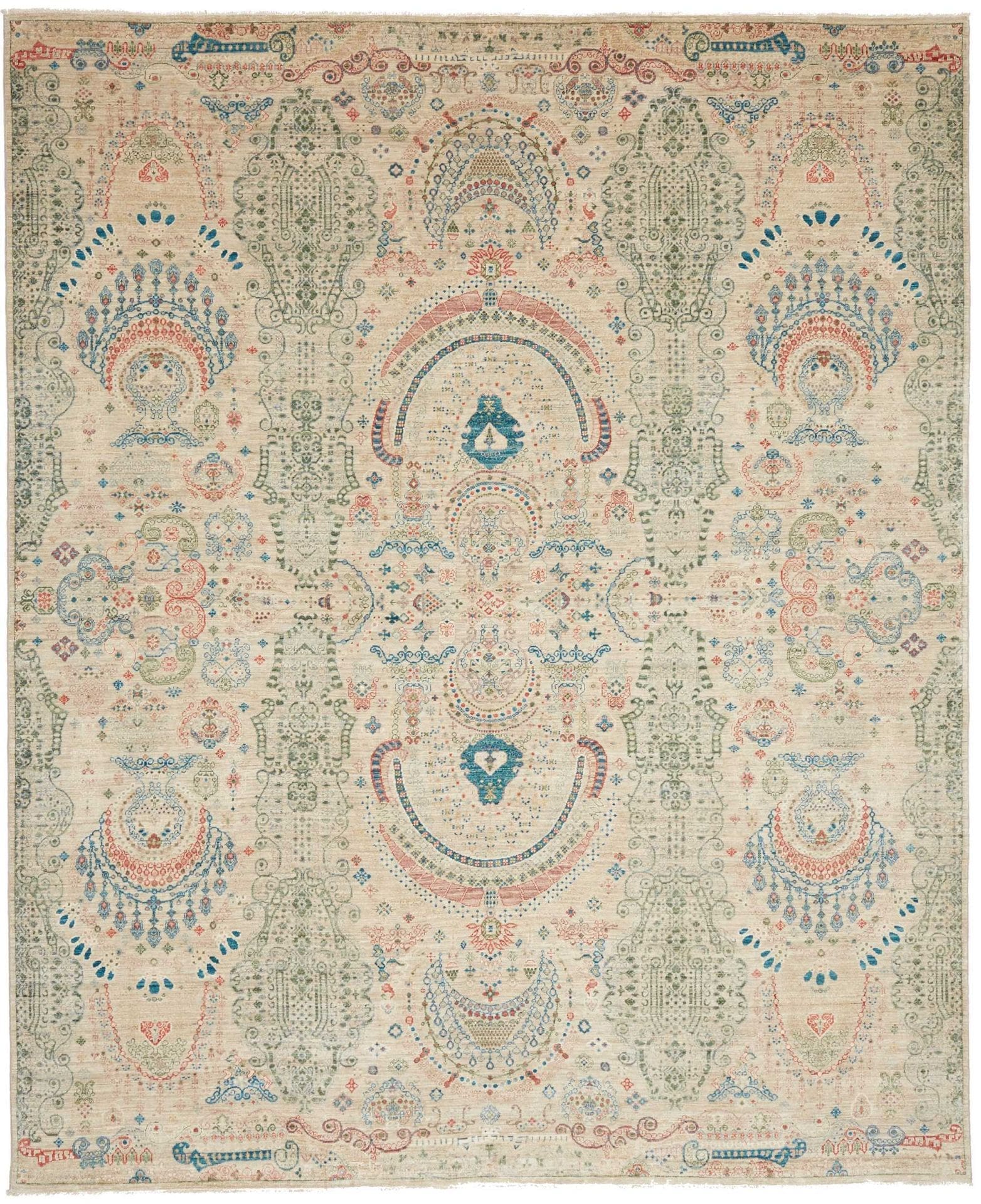 Samarkand Teppich 248 x 302 cm, handgeknüpft, Schurwolle, bunt