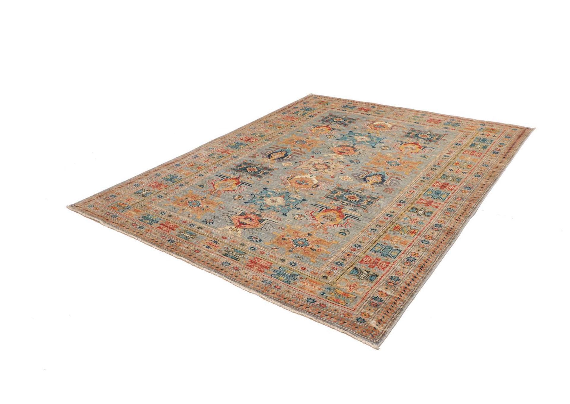 Kazak Teppich 210 x 249cm, geometrische Muster, handgeknüpft