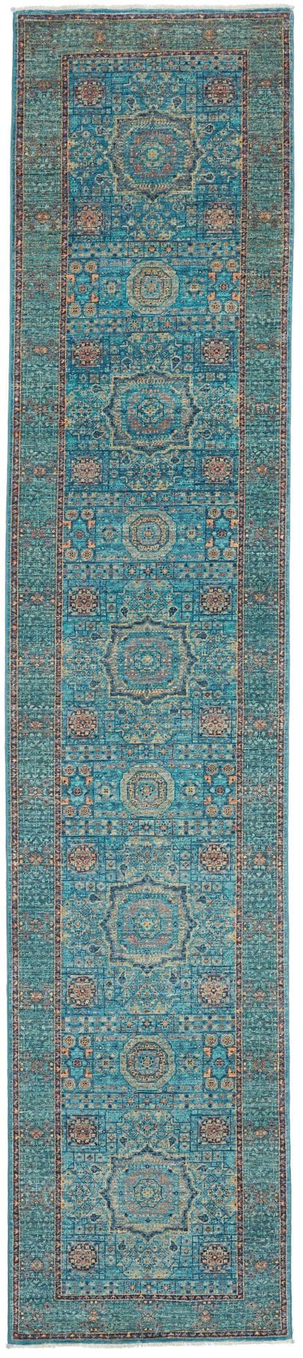 Mamluk Orientteppich 86 x 395 cm, handgeknüpft, Seide & Wolle