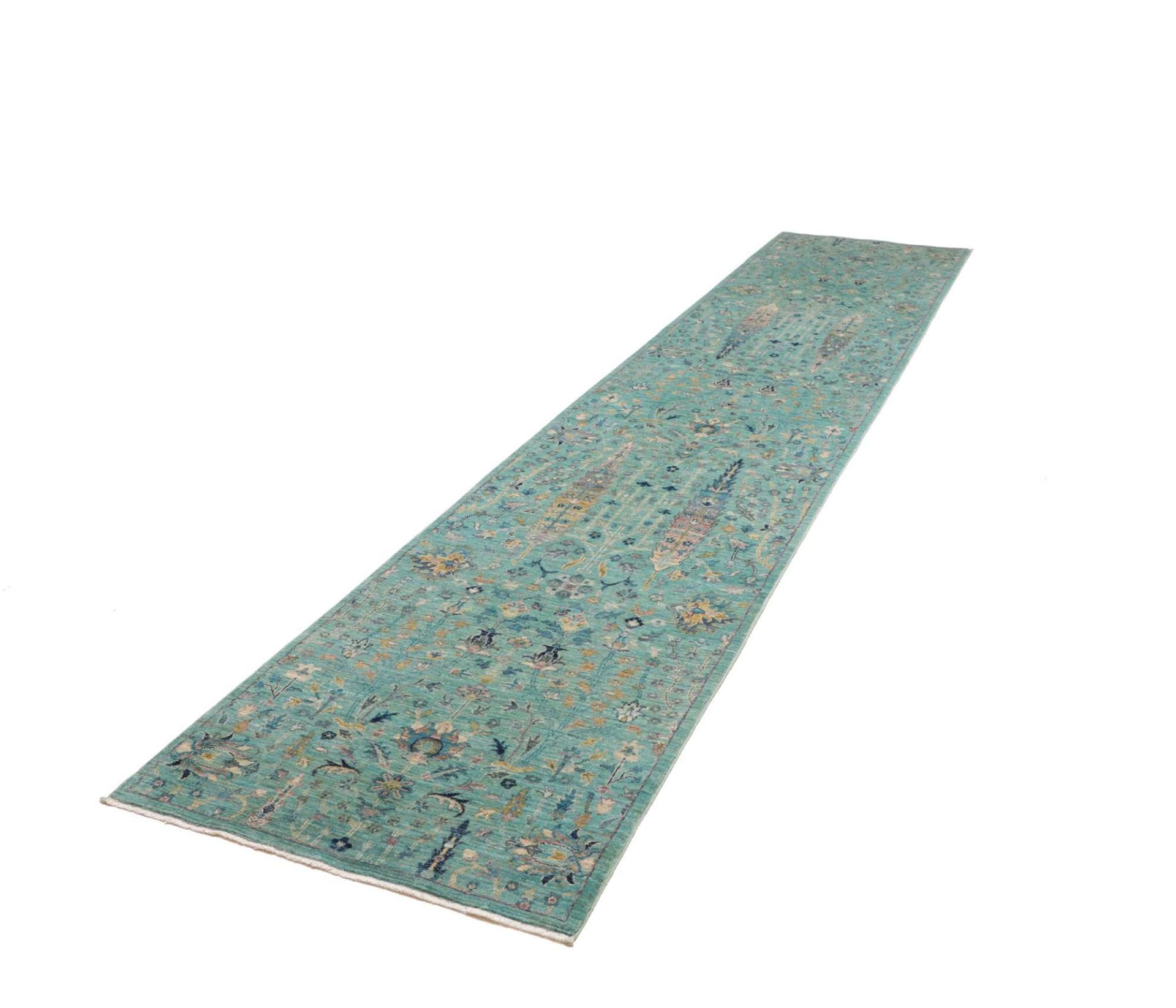 Samarkand Orientteppich 86 x 389 cm, handgeknüpft, Wolle, bunt