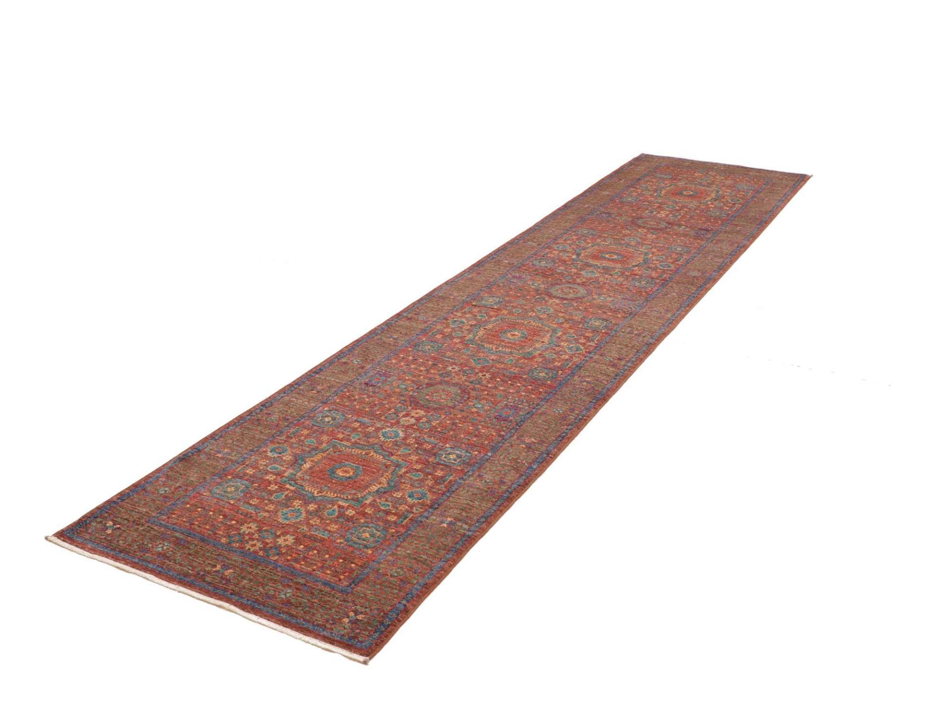 Mamluk Orientteppich 84 x 342 cm aus Seide, handgeknüpft