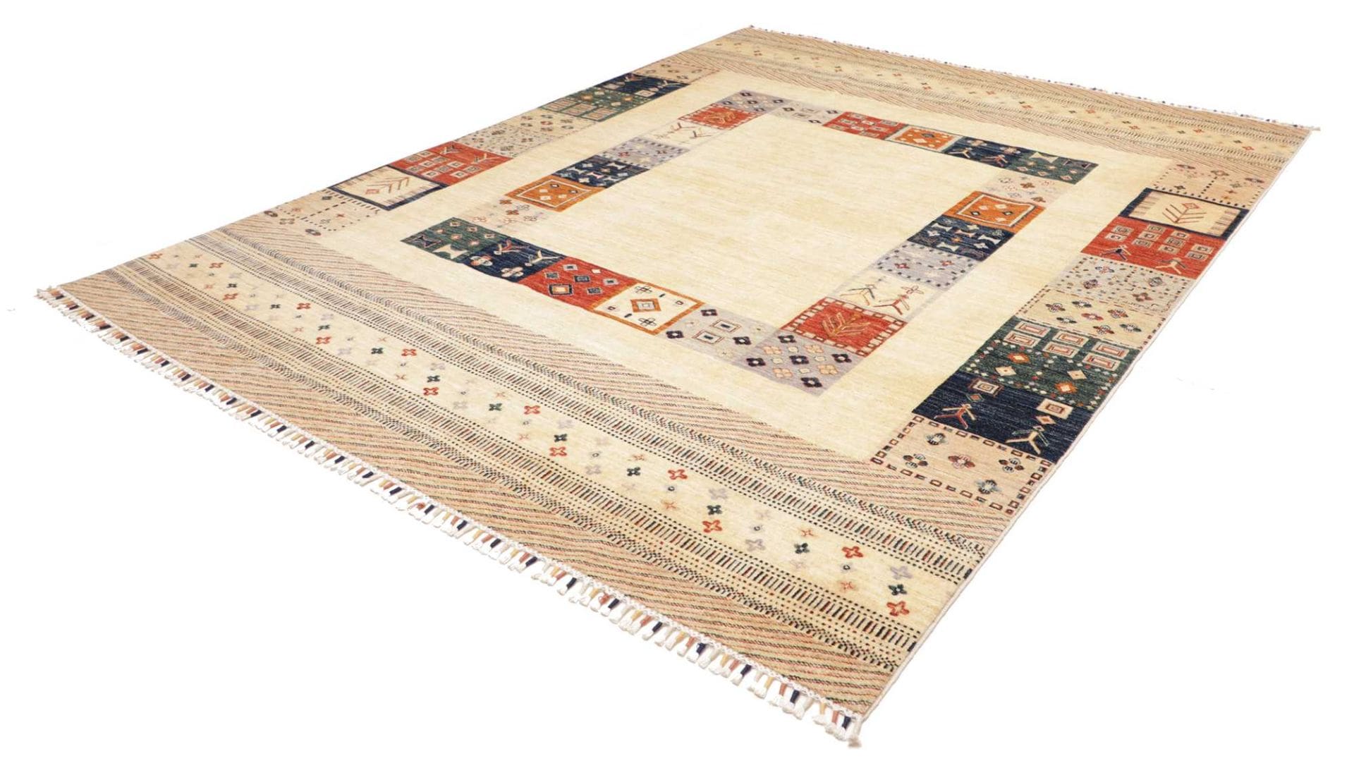 Gabbeh Teppich 243 x 303 cm, weiche Schurwolle, handgeknüpft