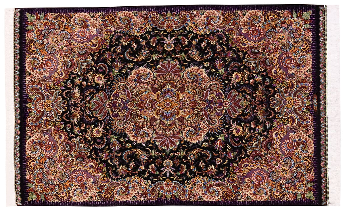 Exklusiver Perserteppich Ghom 210x137 cm, reine Seide, handgeknüpft