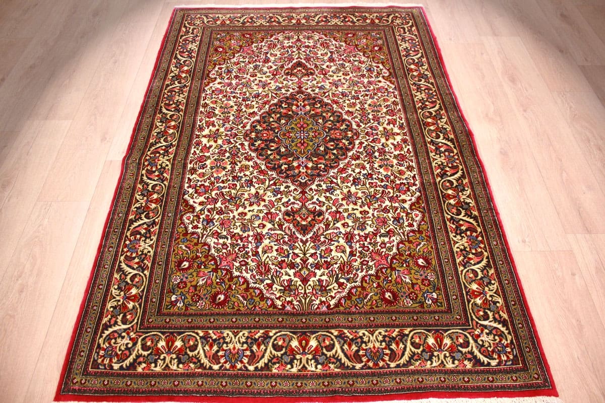 Perser Teppich Ghom 206x136 cm Beige, feingliedrig, handgeknüpft