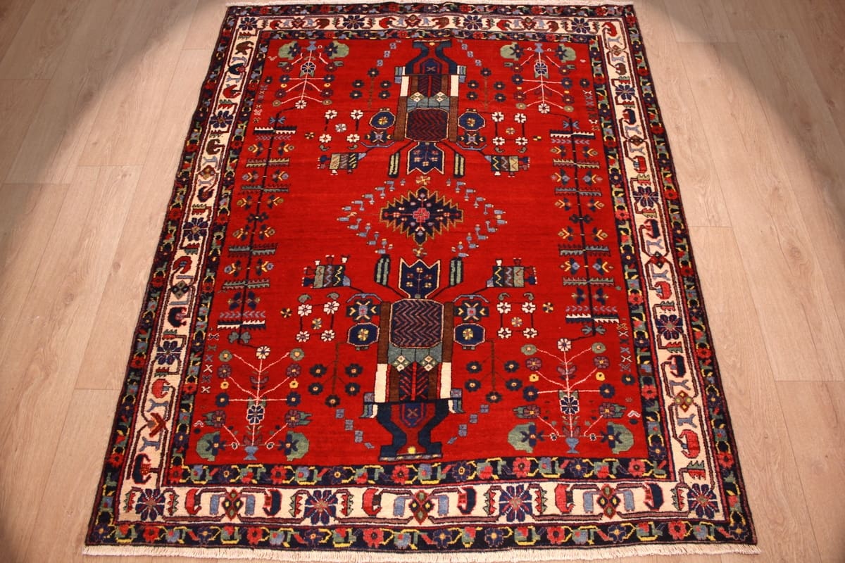 Perser Teppich Sirjan 178x138 cm Rot – handgeknüpft, vintage