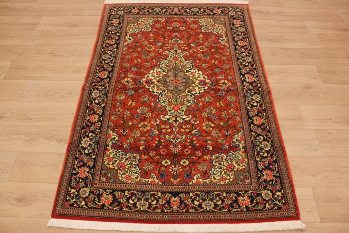 Feiner Perserteppich "Gom" Wolle 202x136 cm Rot, handgeknüpft