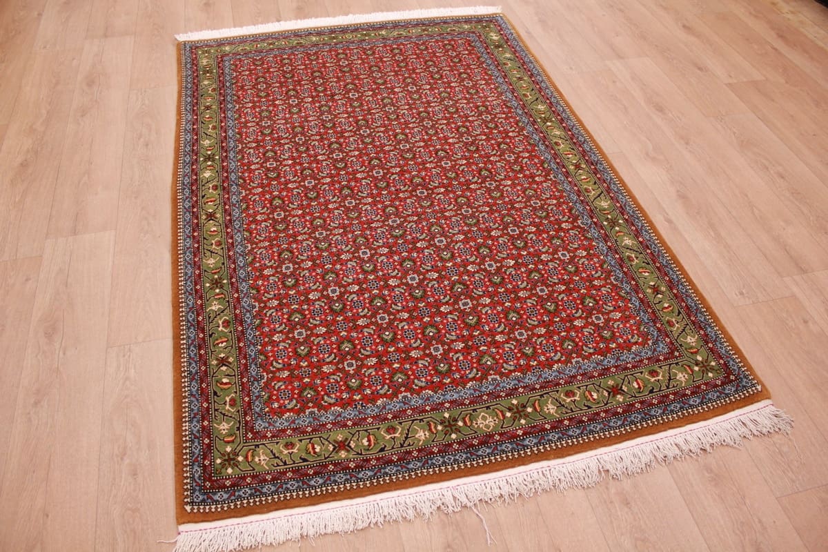 Perserteppich Ghom 212x137 cm Rot Naturfarben handgeknüpft