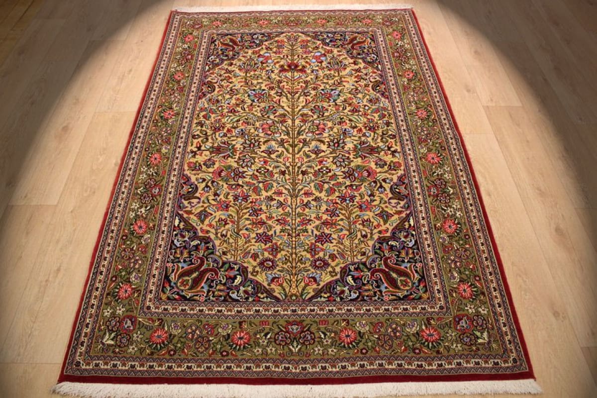 Perser Teppich "Gom" 221x146 cm, naturfarben, handgeknüpft