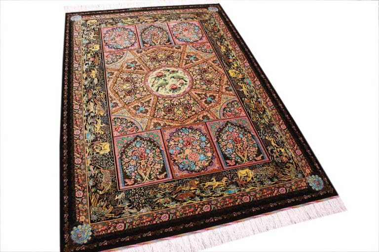 Exklusiver Perserteppich Ghom 208x141 cm, reiner Seide, handgeknüpft