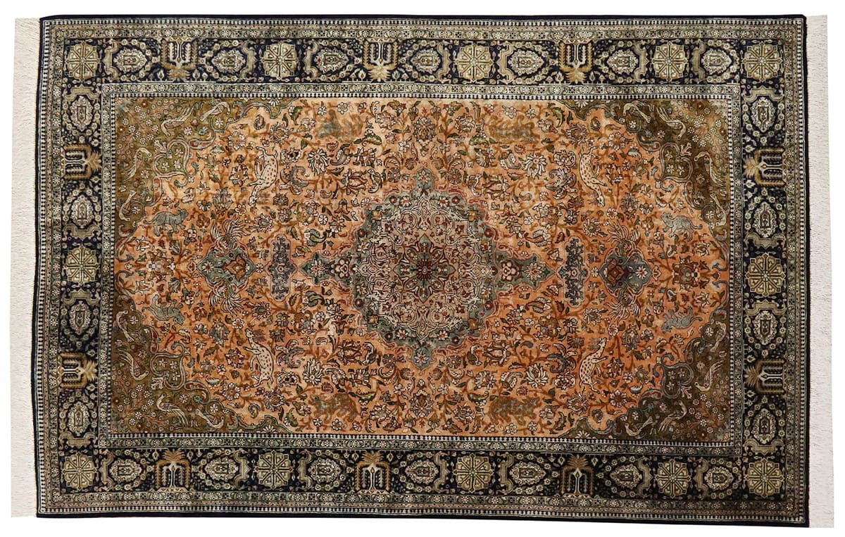 Alter Perserteppich Ghom 213x138 cm, Seide/Wolle, handgeknüpft