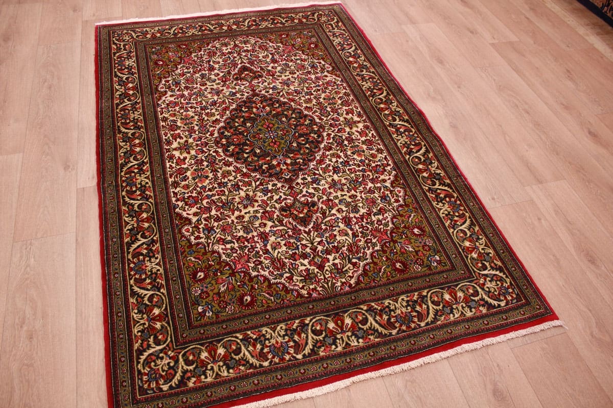 Perser Teppich Ghom 206x136 cm Beige, feingliedrig, handgeknüpft