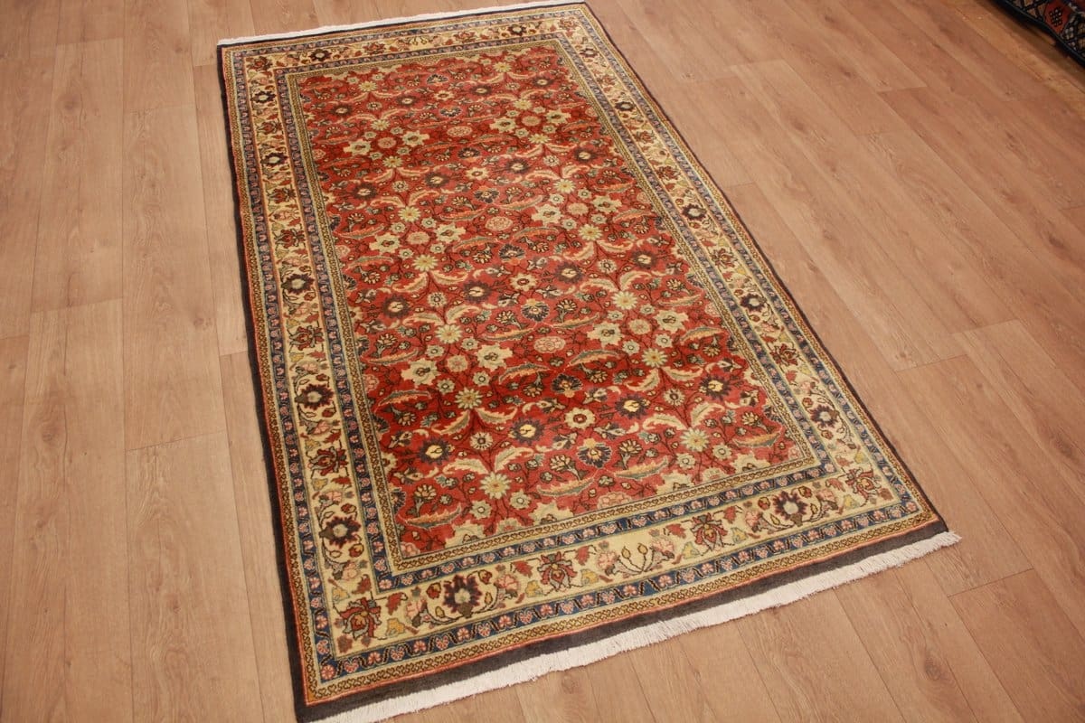 Feiner Perserteppich Ghom 214x124 cm Rot, handgeknüpft