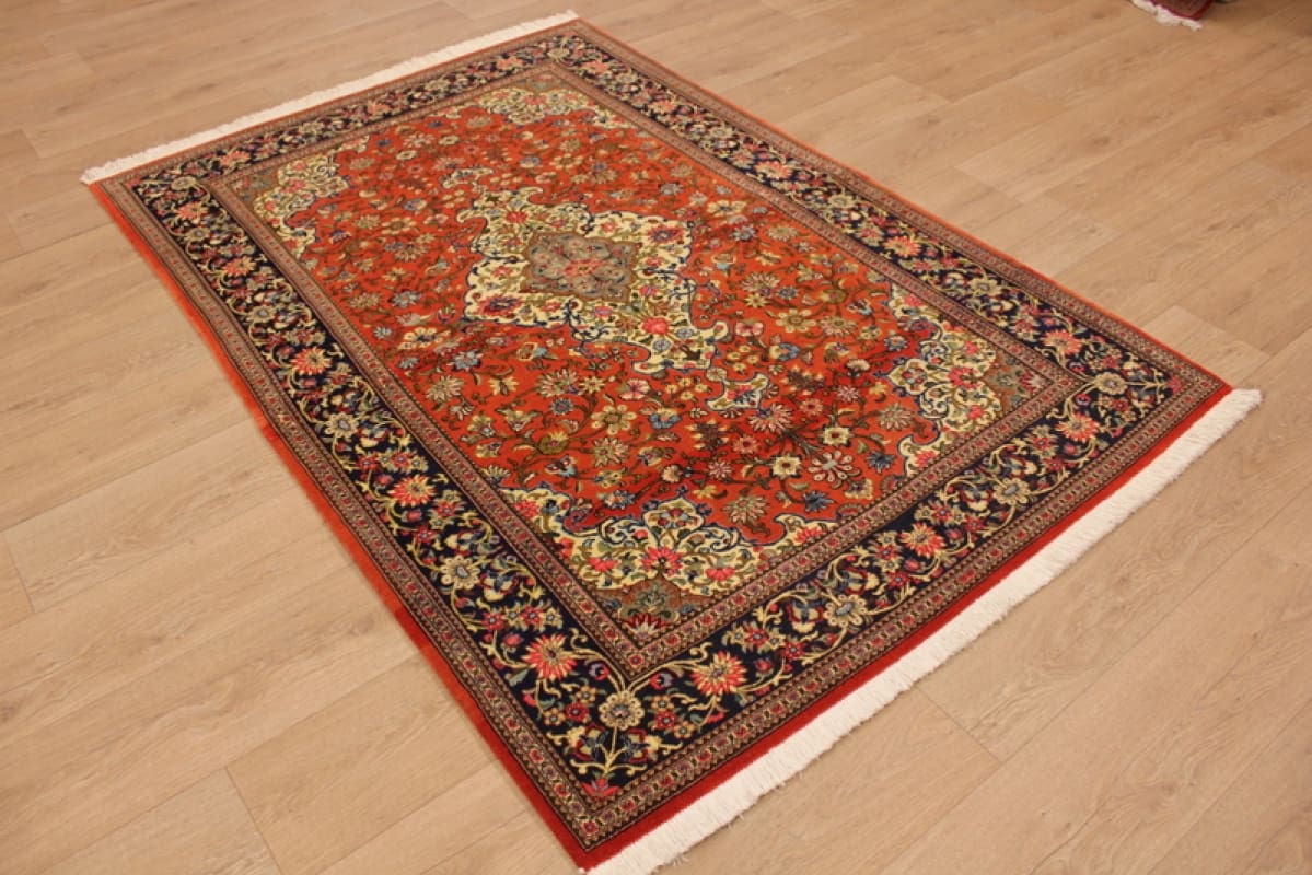 Feiner Perserteppich "Gom" Wolle 202x136 cm Rot, handgeknüpft