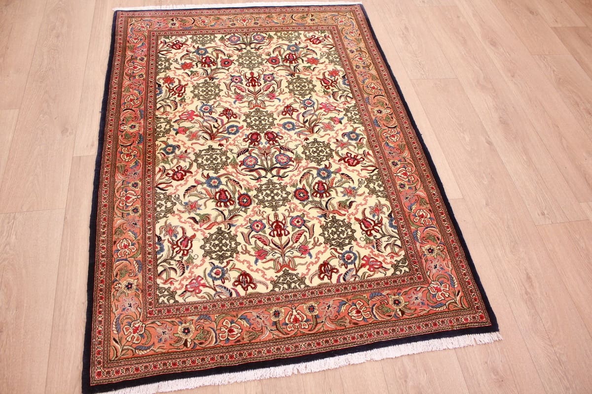 Perser Teppich Ghom 158x103 cm Beige, Schurwolle, handgeknüpft