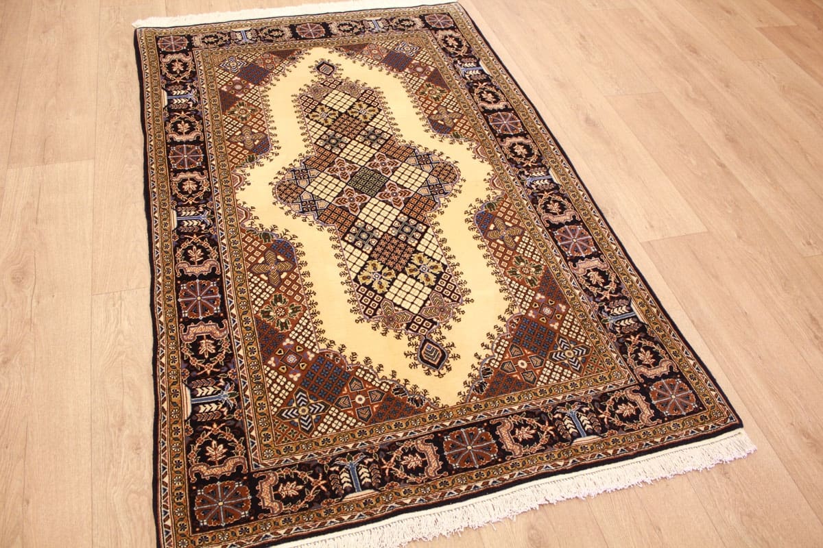 Perser Teppich Ghom 152x101 cm - Naturfarben, exakte Knüpfung, handgeknüpft