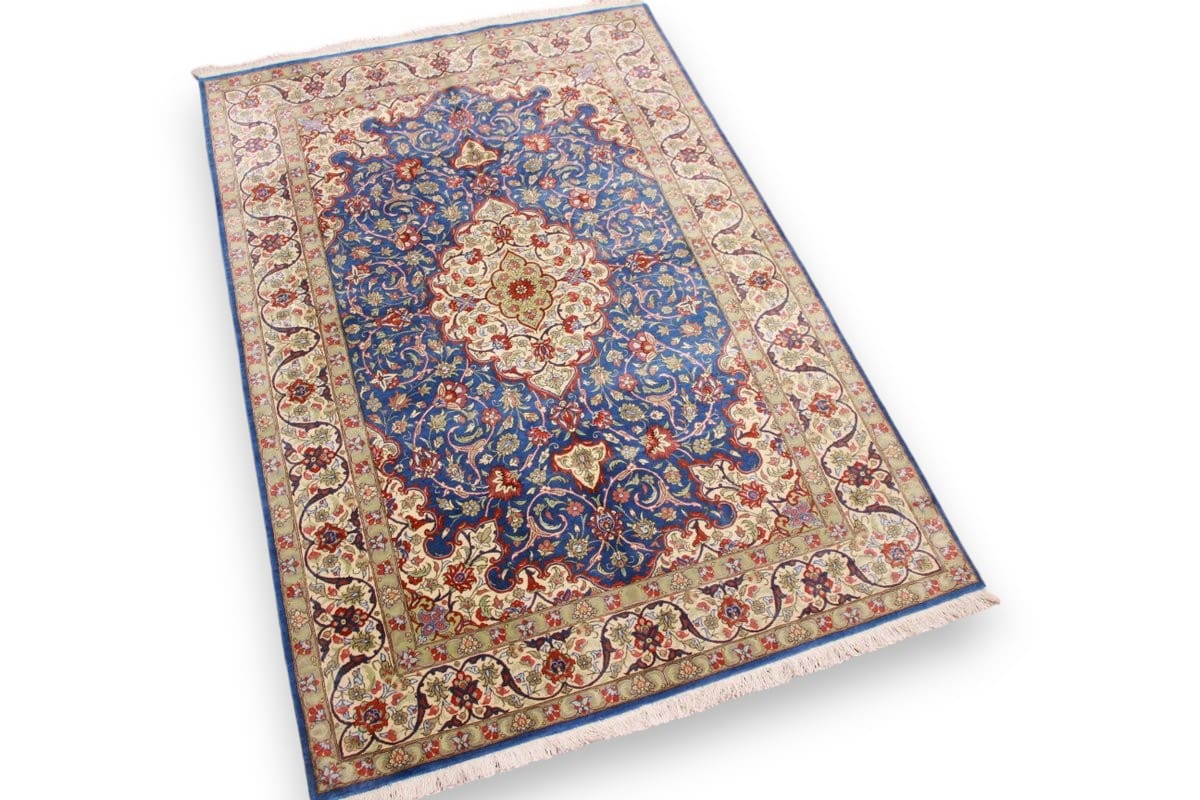Perser Teppich Ghom Seidenteppich 152x101 cm, handgeknüpft