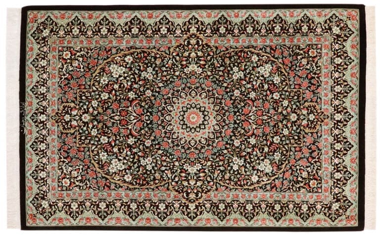 Ghom Seidenteppich 124x83 cm, meisterhaft geknüpft, Orientteppich