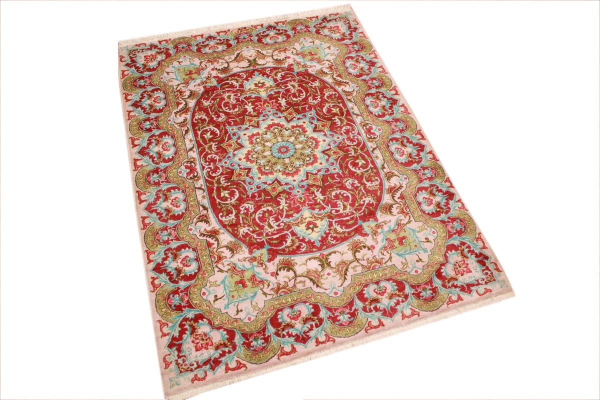 Orientteppich Ghom 117x84 cm – Seidenteppich mit Naturfarben, handgeknüpft