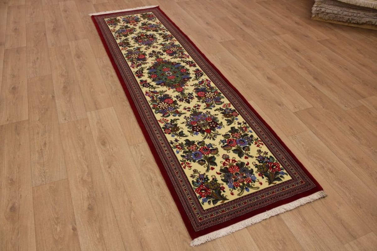 Perser Teppich "Gom" Läufer 292x87 cm, Naturfarben, handgeknüpft