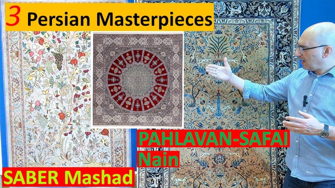 3 Meisterwerke persischer Teppiche - Saber Mashad & Pahlavan Safai Nain-Teppiche