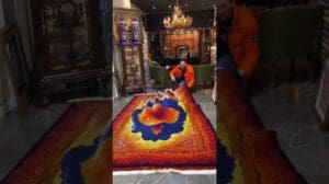 Handgewebter Teppich aus hochwertiger Seide aus Qom, sehr schöne und besondere Farben, liken und abonnieren