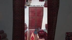 Genieße deinen Tee, während du das hier ansiehst. Nr. 2295 ein 2*3 semi-antiker Baluch-Teppich. #roter Teppich
