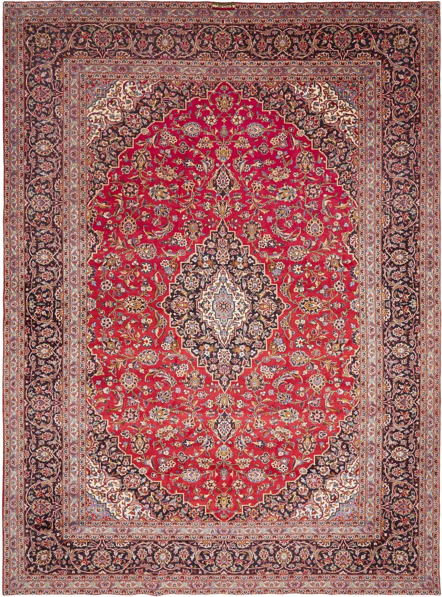 Kashan Teppich 293 x 397cm, Schurwolle, florale Muster, handgeknüpft