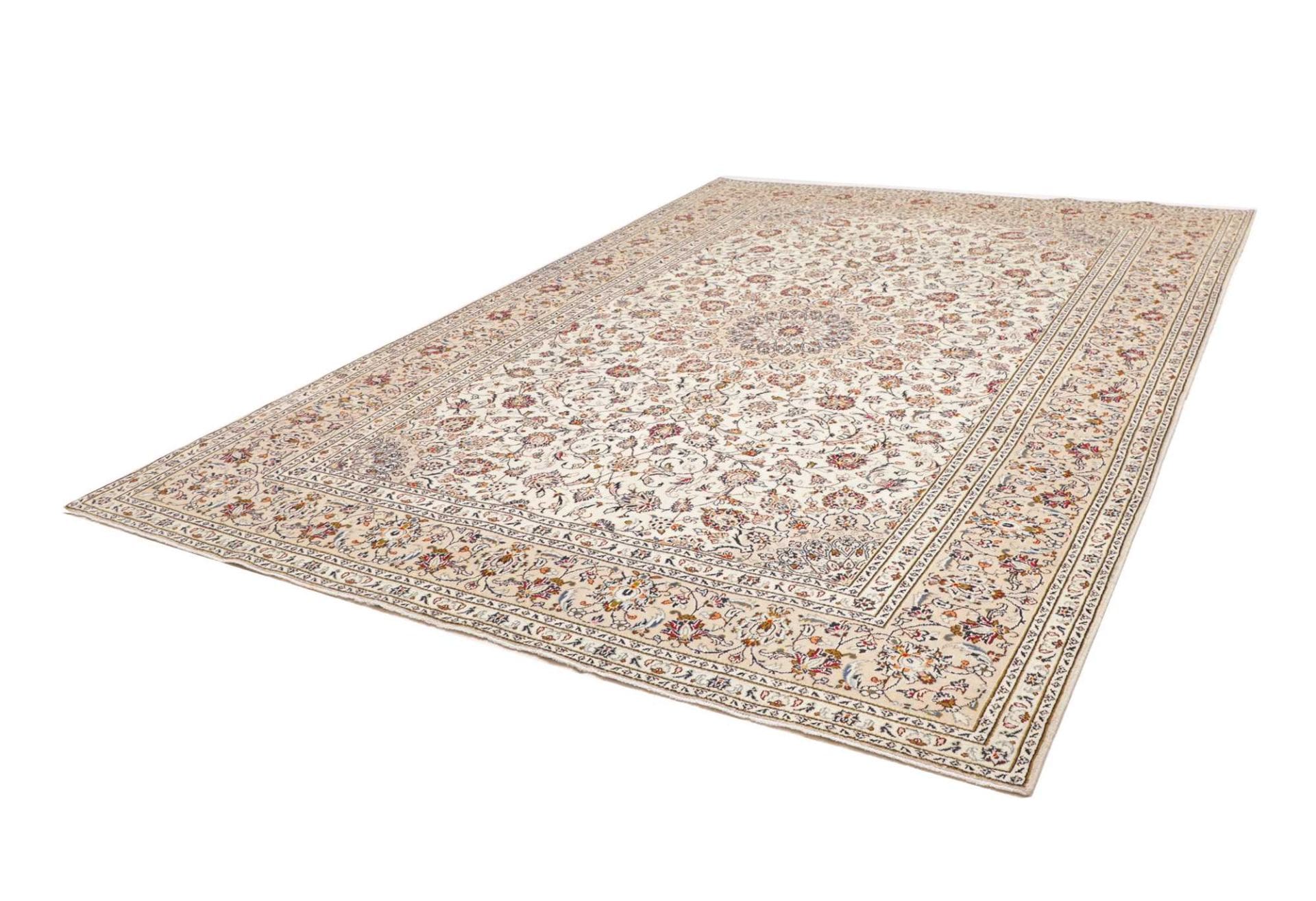 Kashan Teppich 253 x 345cm, Schurwolle, florales Muster, handgeknüpft H1