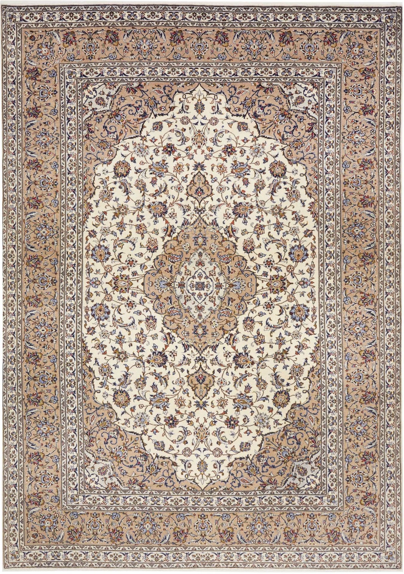 Kashan Teppich 248 x 351cm, florale Muster, handgeknüpft, Perserteppich