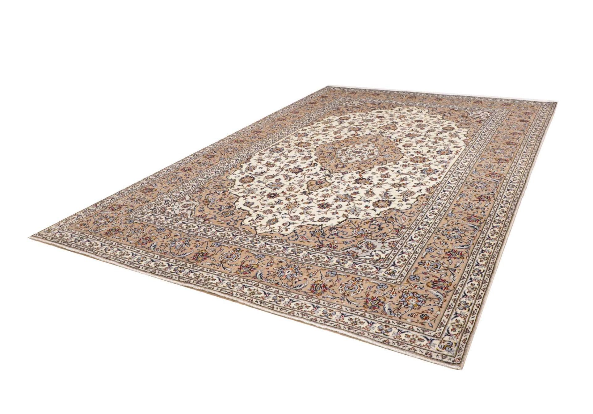 Kashan Teppich 248 x 351cm, florale Muster, handgeknüpft, Perserteppich