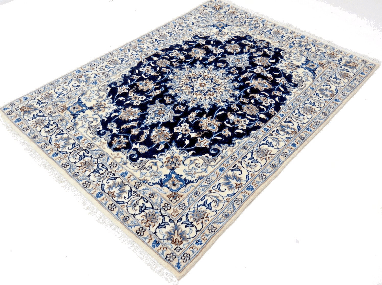 Perserteppich Nain 202 x 145 cm Schurwolle & Seide handgeknüpft