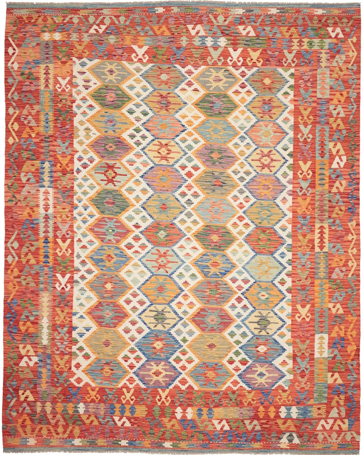Orientteppich Kelim 272 x 342 cm Schurwolle handgewebt rustikal