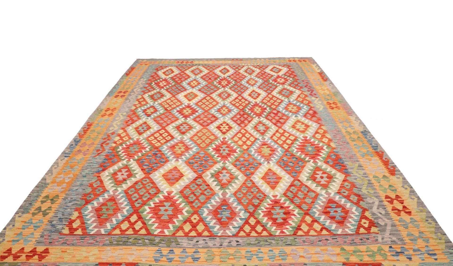 Kelim Teppich 258 x 343 cm Schurwolle handgewebt rustikal