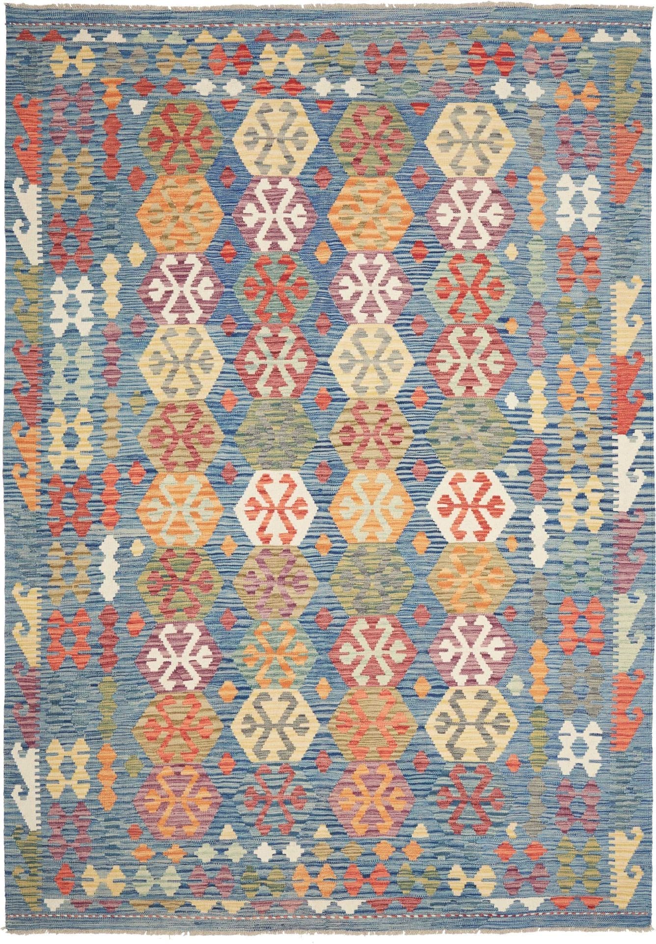 Orientteppich Kelim 207 x 297 cm Schurwolle handgewebt rustikal